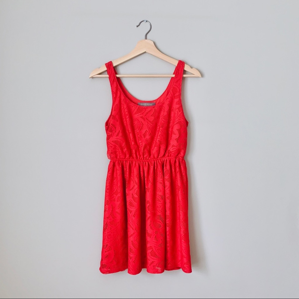 {Finn & Clover} Red Crochet Sleeveless Dress